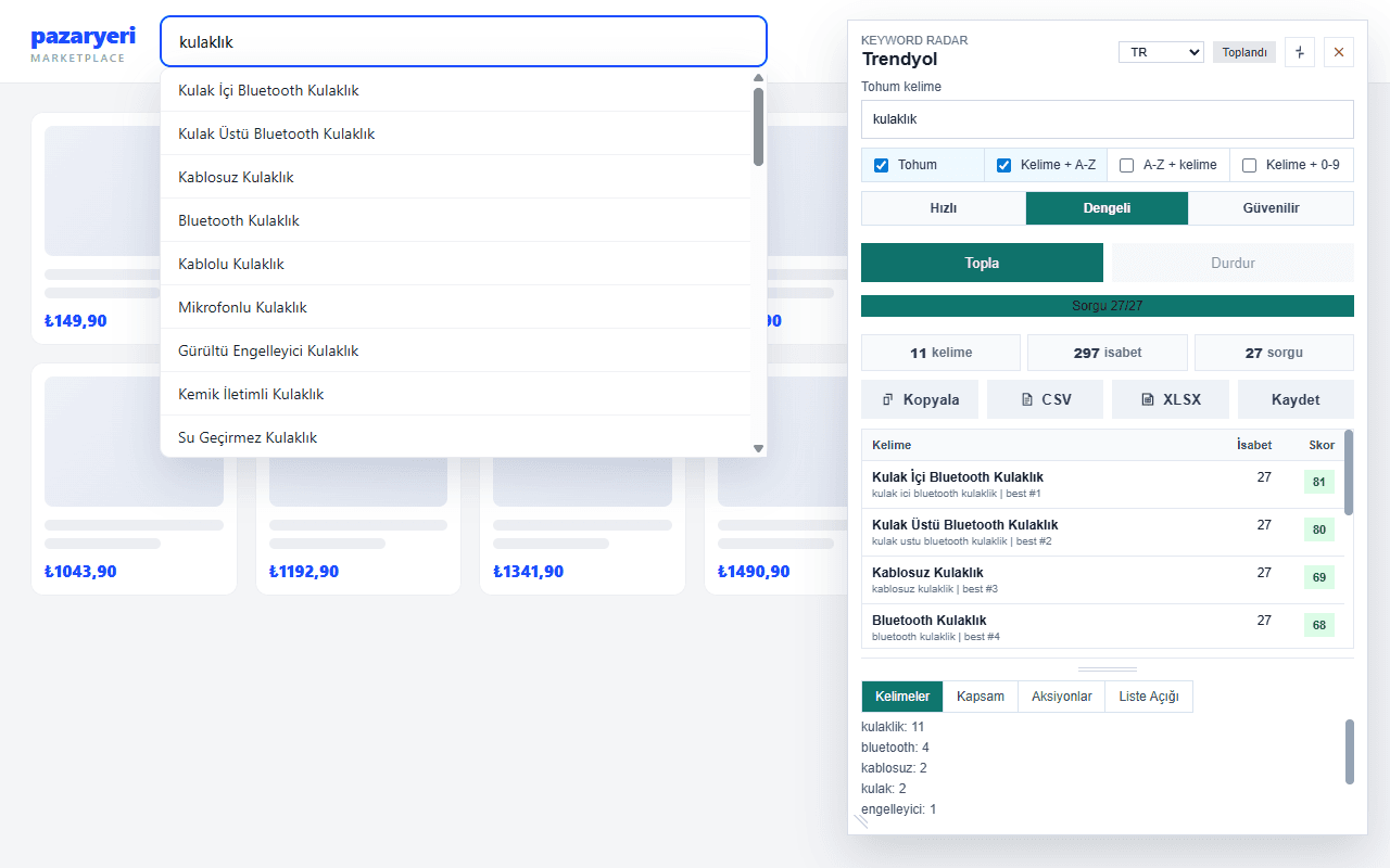 Keyword Radar ekran görüntüsü